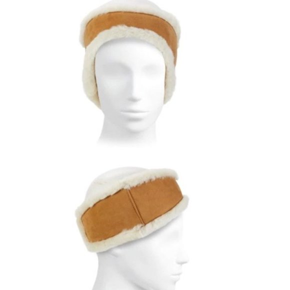 UGG Australia Chestnut Reversible Leather & Shearling Headband - Picture 1 of 4